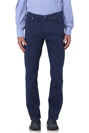 Kiton Homme, Pantalons, Bleu, Taille: W31 Pantalon Bleu en Laine à Jambe Droite