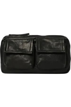 ANN DEMEULEMEESTER Homme, Pre-owned, Noir, Taille: ONE Size Sac bandoulière en cuir noir avec poches