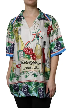 Dolce & Gabbana Femme, Blouses et Chemises, Multicolore, Taille: 38 FR Chemise en Soie Multicolore avec Imprimé