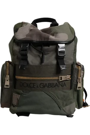 Dolce & Gabbana Unisex, Sacs, Vert, Taille: ONE Size Sac à dos de voyage en patchwork vert militaire