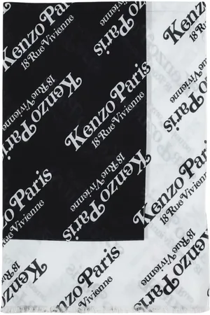 Kenzo Homme, Accessoires, Noir, Taille: ONE Size Écharpe en Soie avec Logo pour Homme