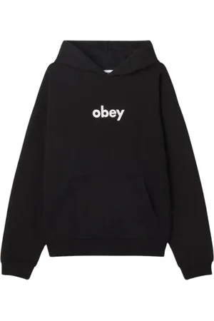 Obey Homme, Sweatshirts et sweats à capuche, Noir, Taille: S Sweat à capuche noir avec logo brodé