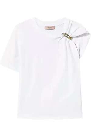 Twin-Set Femme, Tops, Blanc, Taille: 40 FR T-shirt à manches courtes avec motif de chaîne