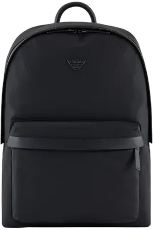 Emporio Armani Homme, Sacs, Noir, Taille: ONE Size Sac à Dos en Nylon avec Double Fermeture Éclair, Noir