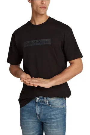 Calvin Klein Homme, Tops, Noir, Taille: S Tee-shirt en Coton Noir Brodé