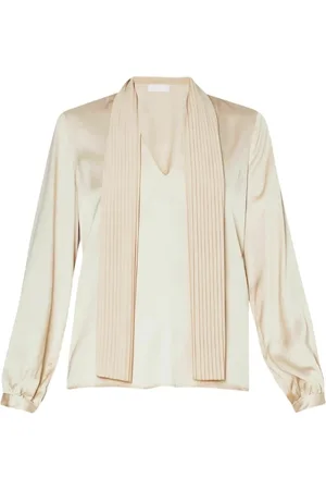 Liu Jo Femme, Blouses et Chemises, , Taille: 34 FR Tunique Blouse à Col en V Blanc Champagne