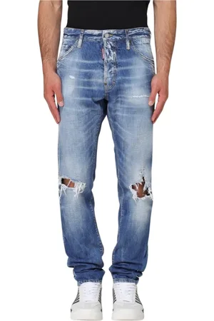 Dsquared2 Homme, Jeans, Bleu, Taille: S Jean Slim-Fit avec Détails Effilochés
