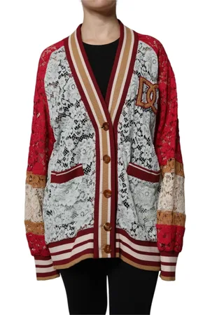Dolce & Gabbana Femme, Pulls, Multicolore, Taille: 34 FR Cardigan Pull en Dentelle Florale Multicolore