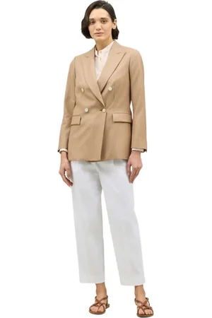 Boglioli Femme, Vestes, Brun, Taille: 40 FR Pinstripe Wool Bianca Blazer