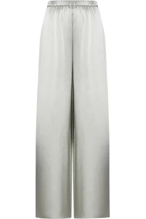 AMEN Femme, Pantalons, Blanc, Taille: 38 FR Pantalon Large en Soie Gris