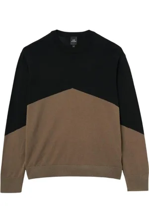 Armani Exchange Homme, Pulls, Multicolore, Taille: XL Pull classique en laine noire et marron