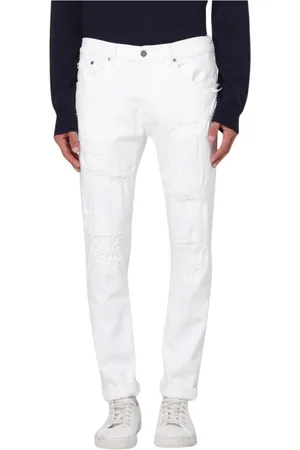 Dondup Homme, Jeans, Blanc, Taille: W35 Jean SlimFit Noir avec Effet Usé
