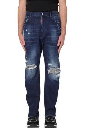 Dsquared2 Homme, Jeans, Bleu, Taille: XL Jean Bleu Ornés de Cristaux