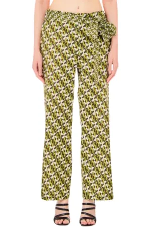 Liu Jo Femme, Pantalons, Vert, Taille: 42 FR Pantalon Femme en Coton Vert Géométrique