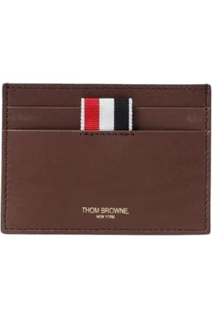 Thom Browne Homme, Accessoires, Brun, Taille: ONE Size Porte-Cartes en Cuir Classique