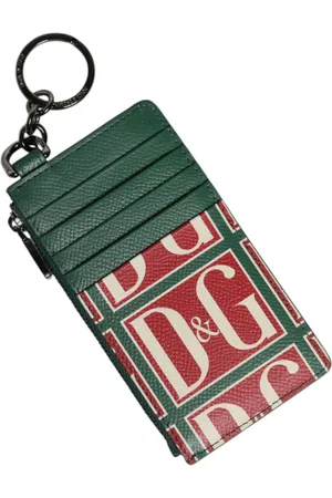 Dolce & Gabbana Homme, Accessoires, Vert, Taille: ONE Size Porte-cartes en Cuir Vert avec Logo