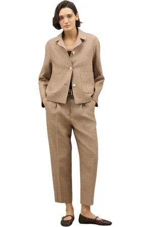 Boglioli Femme, Vestes, Brun, Taille: 38 FR Blazer Margot en lin mélangé à chevrons