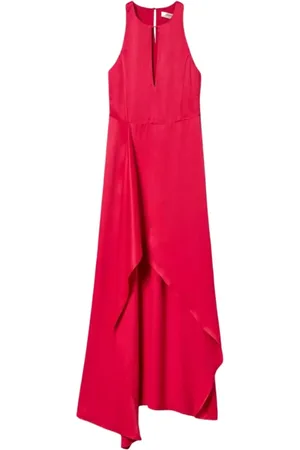 Twin-Set Femme, Robes, Rose, Taille: 44 FR Robe Longue Fuchsia avec Col Rond