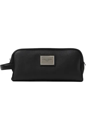 Dolce & Gabbana Homme, Sacs, Noir, Taille: ONE Size Étui de Voyage en Cuir Noir pour Cosmétiques
