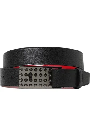 Christian Louboutin Homme, Accessoires, Noir, Taille: 100 CM Ceinture en Cuir Grainé Noir