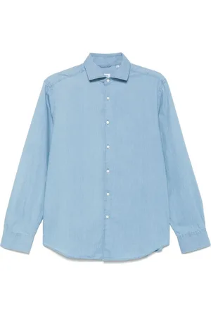 Aspesi Homme, Chemises, Bleu, Taille: 2XL Chemise Bleue à Boutons avec Plis