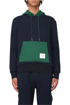 Thom Browne Homme, Sweatshirts et sweats à capuche, Bleu, Taille: L Sweat à Capuche Colorblock Bleu Poche Kangourou