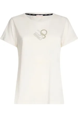 Liu Jo Femme, Tops, Blanc, Taille: 38 FR T-shirt en coton à manches courtes