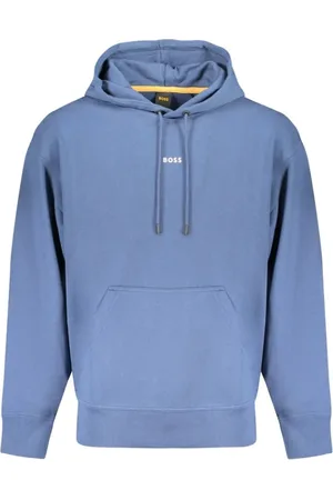 HUGO BOSS Homme, Sweatshirts et sweats à capuche, Bleu, Taille: L Sweat à Capuche en Coton Bleu avec Logo