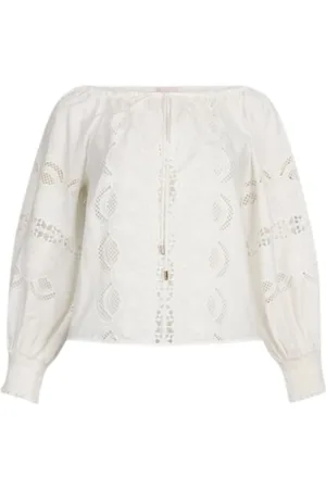 Liu Jo Femme, Blouses et Chemises, Blanc, Taille: 36 FR Tunique épaules dénudées avec broderie