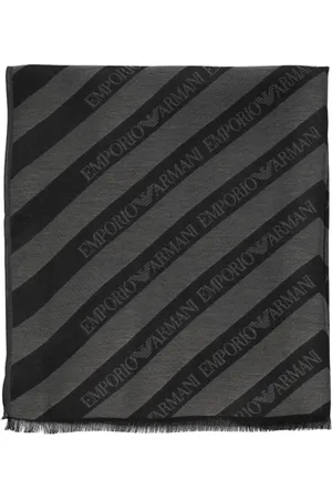 Emporio Armani Homme, Accessoires, Noir, Taille: ONE Size Écharpe à Rayures de Charbon