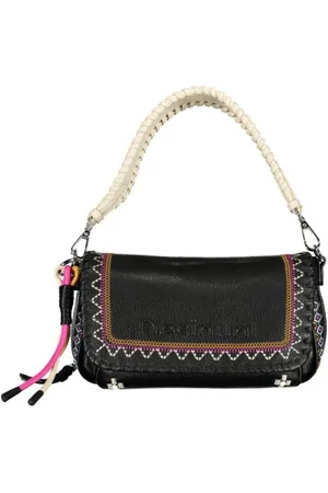 Desigual Femme, Sacs, Noir, Taille: ONE Size Sac à main en polyéthylène noir avec bandoulière amovible