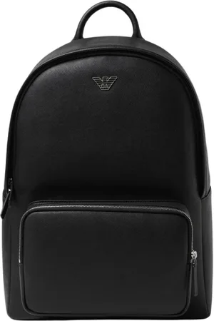 Emporio Armani Homme, Sacs, Noir, Taille: ONE Size Sac à Dos en Cuir Noir Élégant