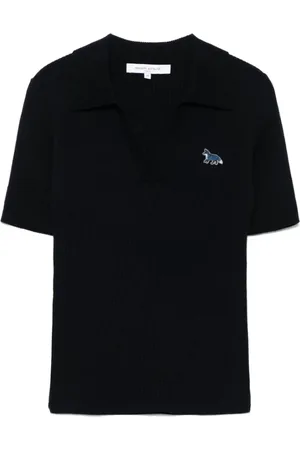 Maison Kitsuné Femme, Tops, Bleu, Taille: 36 FR Pull Col Polo Bleu Marine