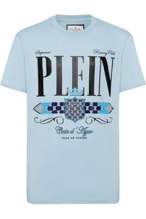 Philipp Plein Homme, Tops, Bleu, Taille: 4XL T-shirt Décontracté en Coton