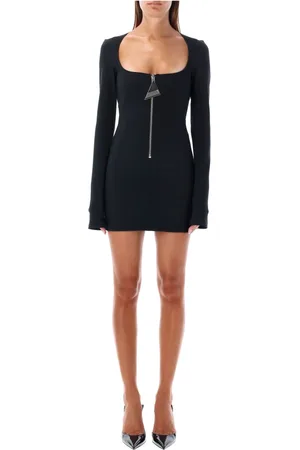 The Attico Femme, Robes, Noir, Taille: 36 FR Robe Mini Noire Slim Fit Zip