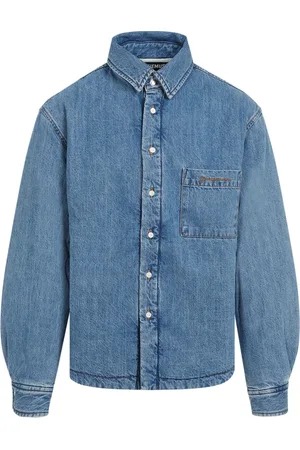 Jacquemus Homme, Chemises, Bleu, Taille: M Chemise en Coton Bleu Aw24