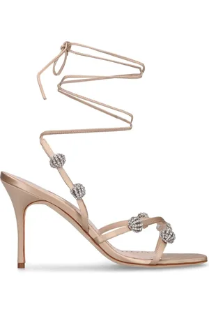 Manolo Blahnik Femme, Chaussures, , Taille: 37 EU Sandales en Soie avec Cristaux