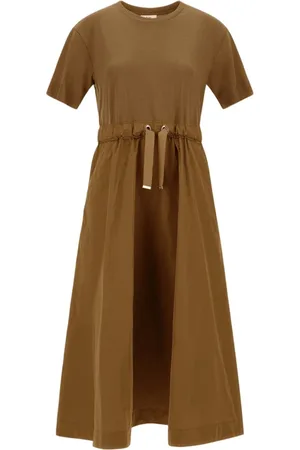 HERNO Femme, Robes, Vert, Taille: 40 FR Robe Camel avec Jupe en Taffetas