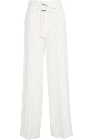 Liu Jo Femme, Pantalons, Blanc, Taille: 38 FR Pantalon Palazzo Blanc avec Ceinture Taille