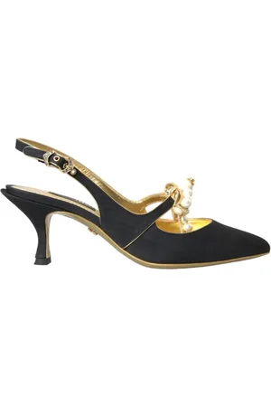 Dolce & Gabbana Femme, Chaussures, Noir, Taille: 36 EU Escarpins slingback noirs avec fausses perles