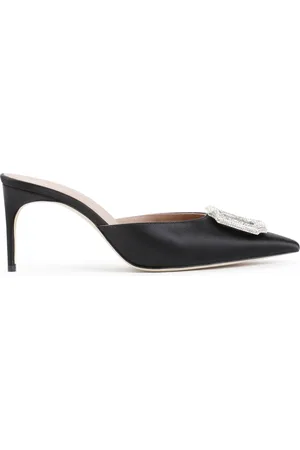 MALONE SOULIERS Femme, Chaussures, Noir, Taille: 36 EU Mules en Satin Noir et Cristal