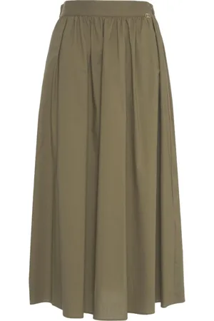 Liu Jo Femme, Jupes, Vert, Taille: 36 FR Jupe Maxi Plissée Verte Taille Élastique
