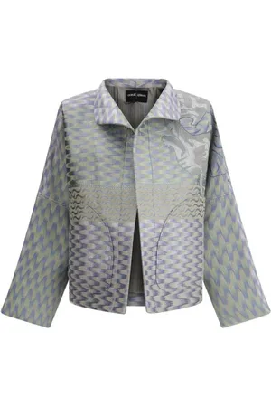 Giorgio Armani Femme, Vestes, Gris, Taille: 38 FR Élégante Veste en Chanvre avec Col Français