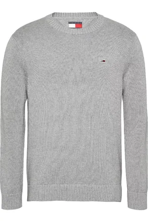Tommy Hilfiger Homme, Pulls, Gris, Taille: L Pull en Coton avec Logo Manches Longues