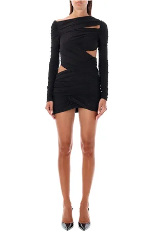 The Attico Femme, Robes, Noir, Taille: 38 FR Robe Mini Noire à Découpes Drapées