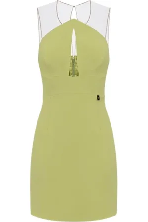 Elisabetta Franchi Femme, Robes, Vert, Taille: 42 FR Robe Col en Goutte Pistache
