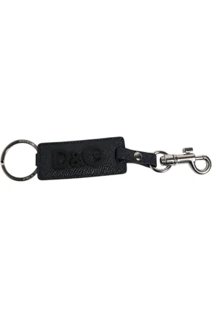 Dolce & Gabbana Unisex, Accessoires, Bleu, Taille: ONE Size Porte-clés en Cuir de Veau Bleu DG Logo