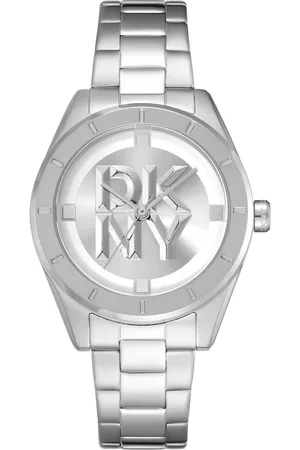 DKNY Femme, Accessoires, Gris, Taille: ONE Size Élégante montre analogique à bracelet en acier