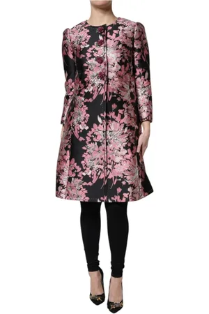 Dolce & Gabbana Femme, Robes, Rose, Taille: 40 FR Trench en Brocart Floral Fermeture Boutonnée