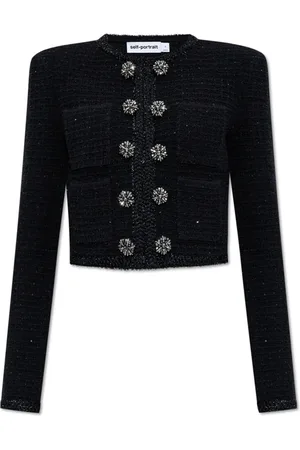 Self-Portrait Femme, Vestes, Noir, Taille: 42 FR Veste en tweed